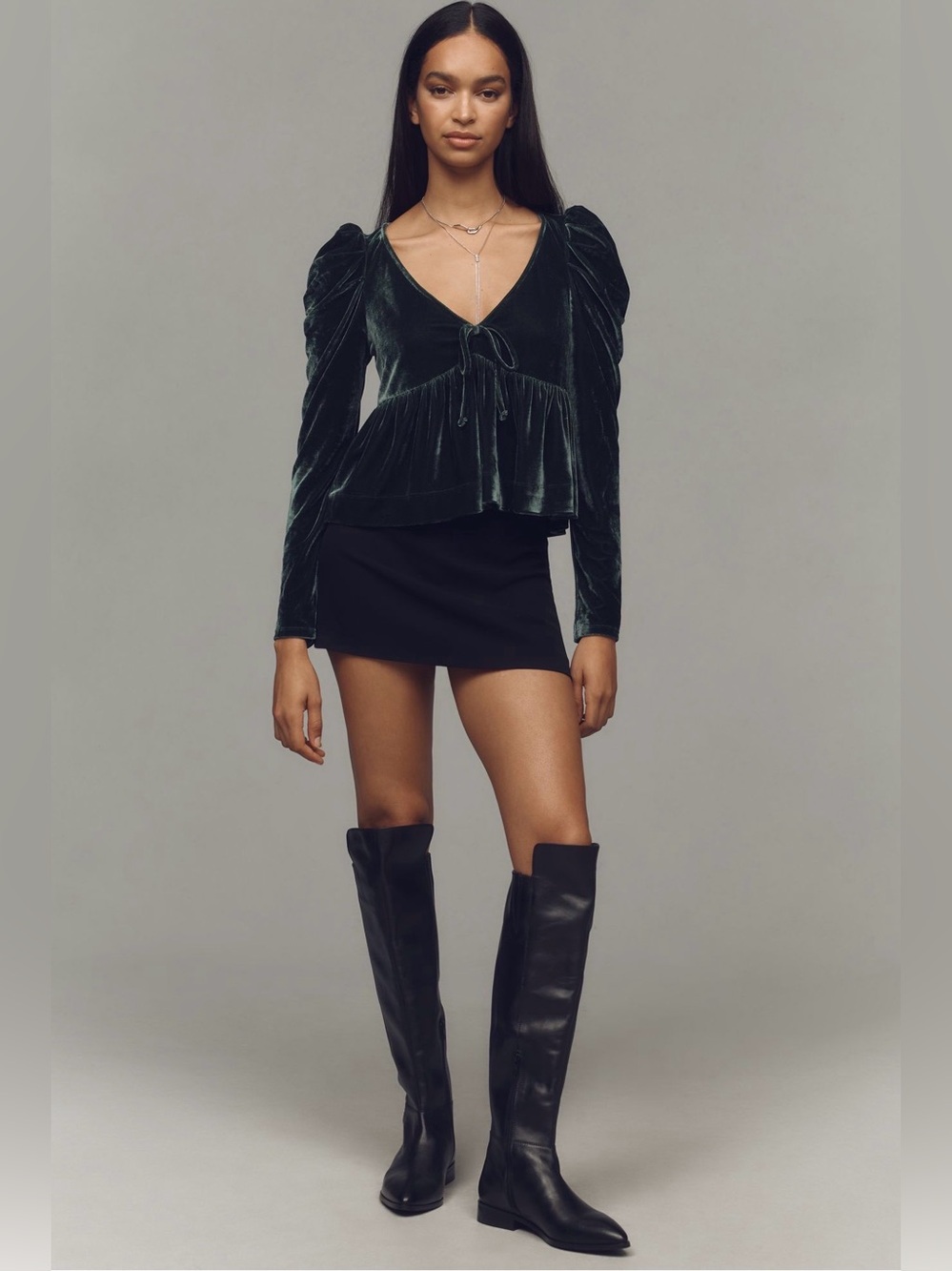 Maeve Velvet Babydoll Top